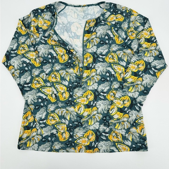 Garnet Hill Swim Set Half Zip Rashguard and Swim Bottom Floral Tropical Print - Picture 2 of 15